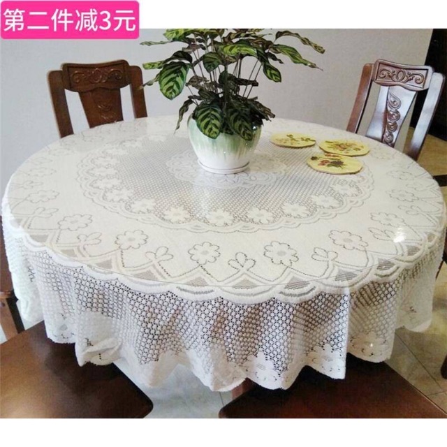 Khăn trải bàn ren tròn hoa văn 1m5 và 1m8 vải dày xịn