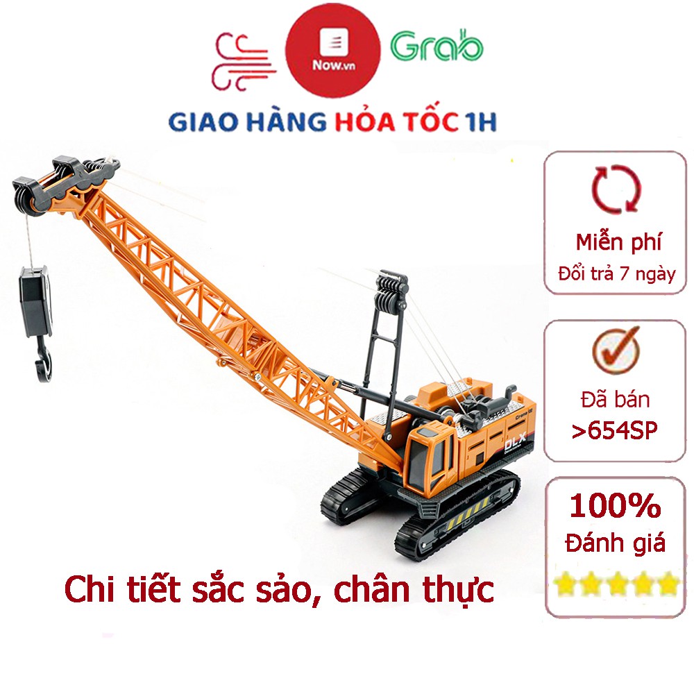 Mô hình xe đồ chơi, xe cần cẩu nâng hàng kích thước lớn, chất liệu nhựa an toàn cho bé