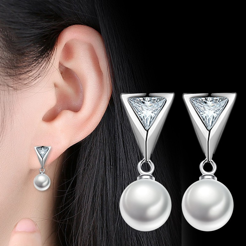 Bông Tai Mạ Bạc 925 Hình Chiếc Lá / Trái Tim Xinh Xắn
