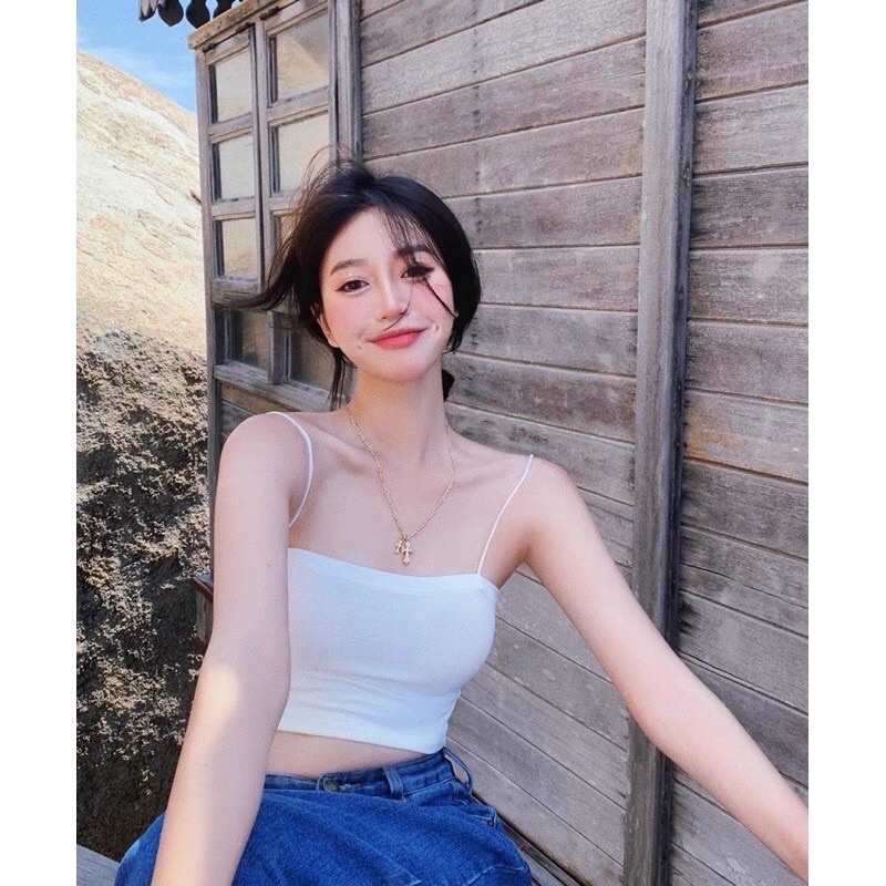 Free ship-Áo hai đây sợi bún cơ bản chất borip gân cho Mùa hè
