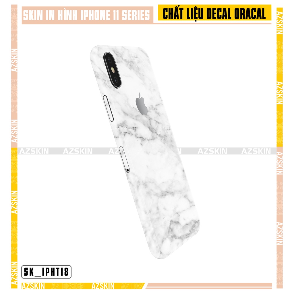 Miếng Dán Skin IPhone X/XS/XR/XS Max Họa Tiết Vân Đá Trắng |SK_IPHT18| Film Chính Hãng, Cắt CNC, Dán Kín Lưng Viền Máy