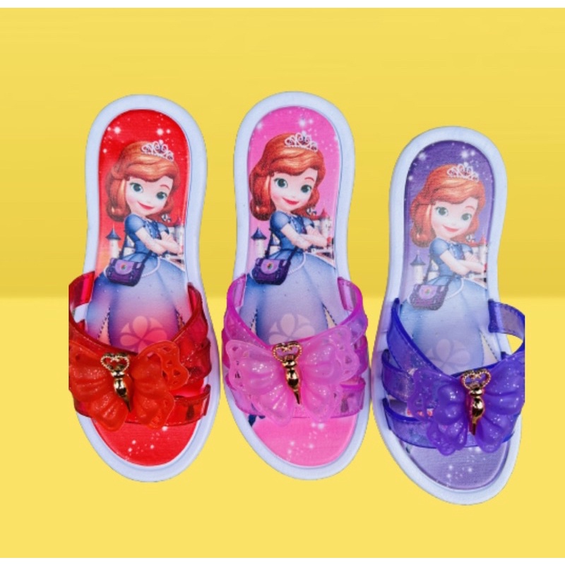 Dép quai ngang đính nơ bướm hình công chúa siêu dễ thương cho bé gái đi chơi/ đi học St798