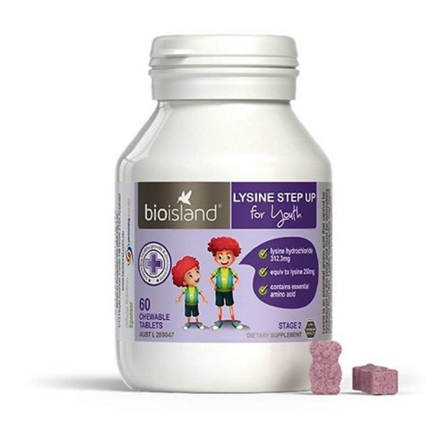 Lysine starter For kids Bioisland 60 viên (step 2)- trên 6 tuổi