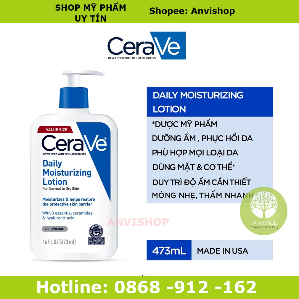 Kem dưỡng da CeraVe AM PM Facial Moisturizing Lotion Moisturizing các size ANVISHOP & CeraVe Daily Moisturizing Lotion