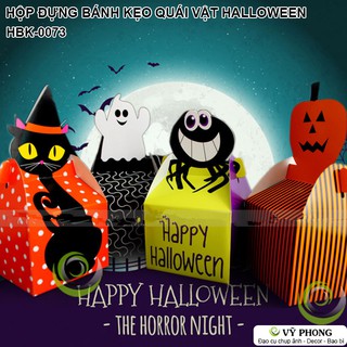 HỘP GIẤY ĐỰNG BÁNH KẸO DẠNG QUAI XÁCH PHONG CÁCH QUÁI VẬT LINH VẬT HALLOWEEN HBK-0073