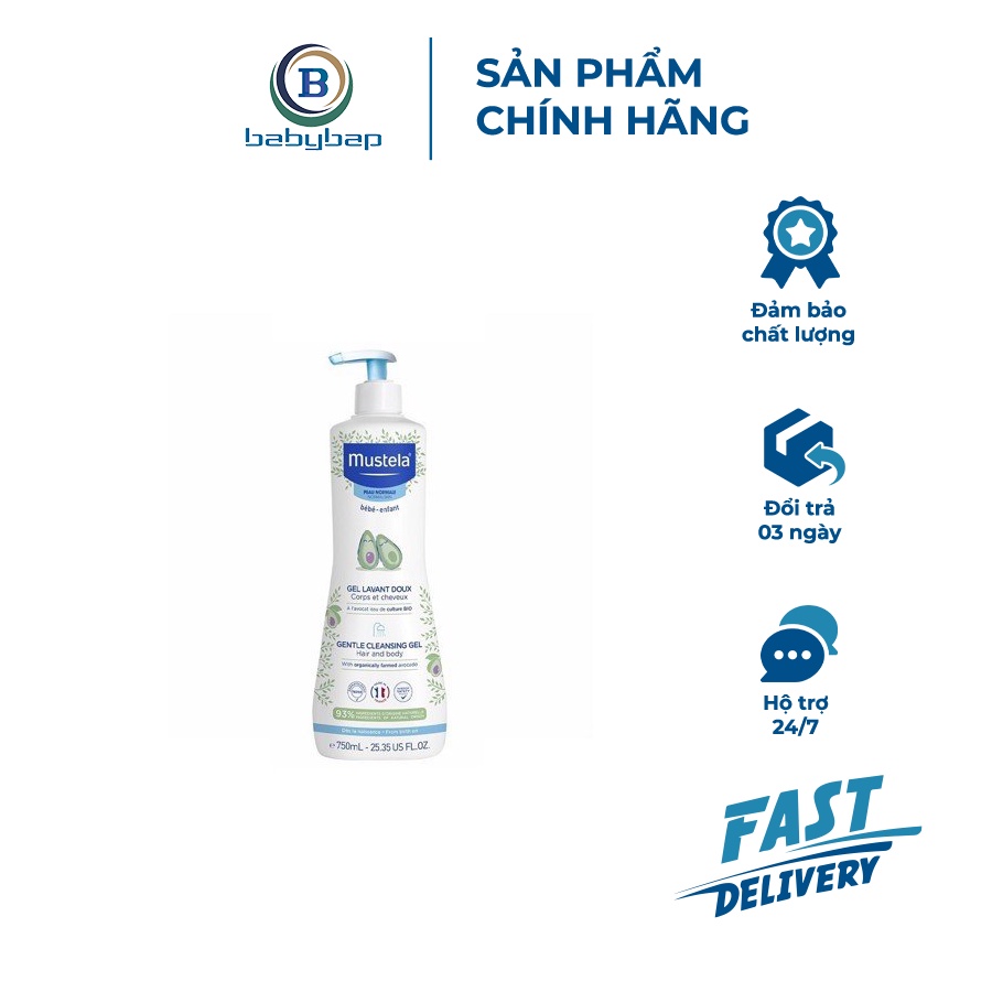 Sữa Tắm Gội Da Thường Mustela Gentle Cleansing Gel