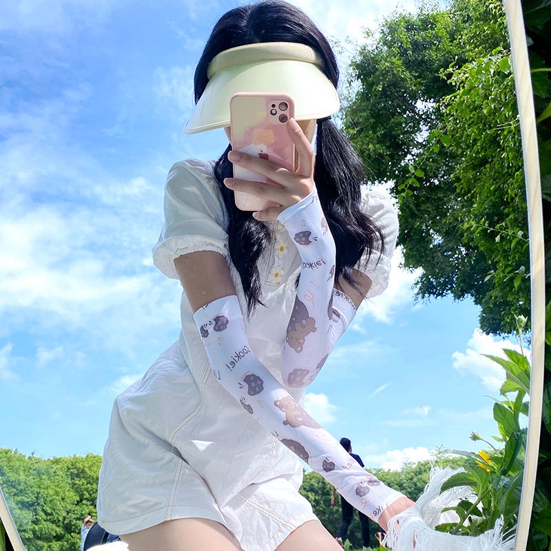 Găng Tay Chống Nắng Tia Cực Tím Vải Lụa Lạnh Mỏng Thời Trang Mùa Hè Cho Nữ