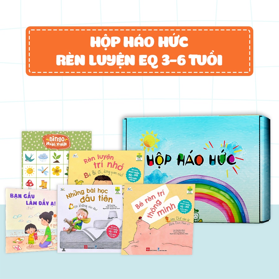 Đồ chơi trẻ em Hộp Háo Hức RÈN LUYỆN EQ 3-6 Tuổi: Trò chơi BINGO Mùa Xuân và 4 Sách cho bé giúp rèn kỹ năng đầu đời