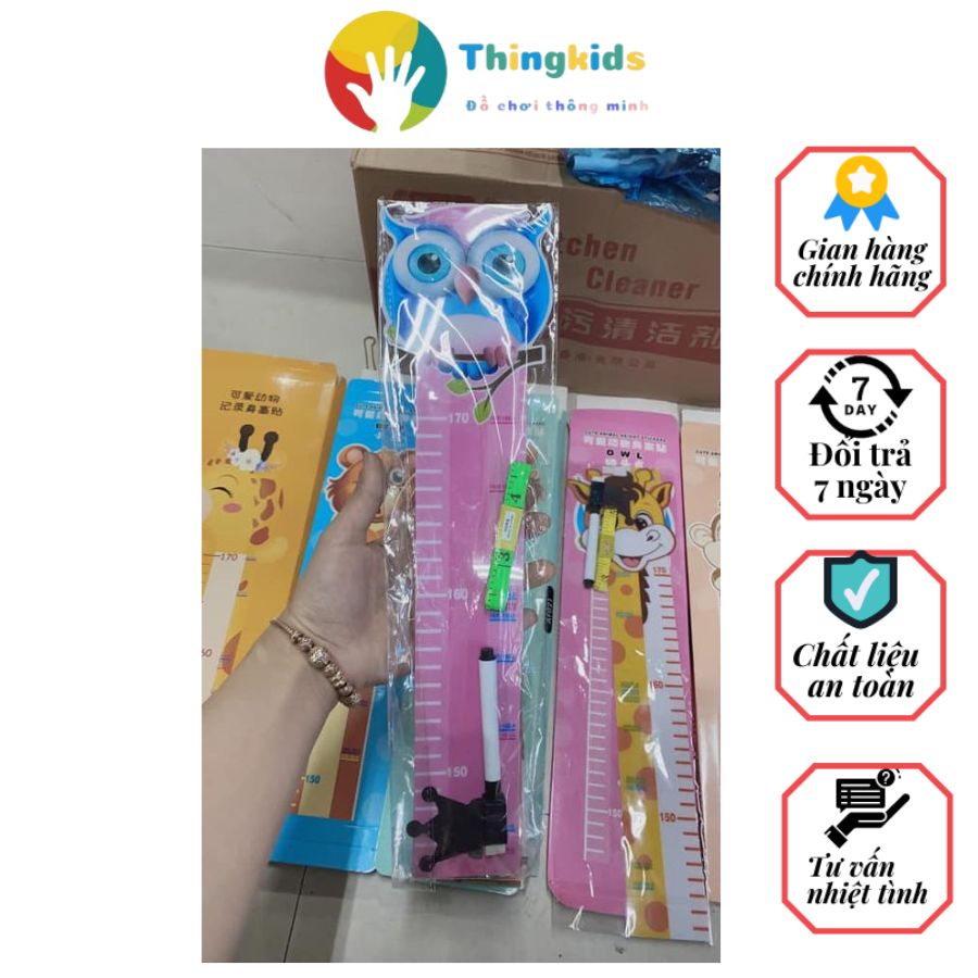 Decal Thước đo chiều cao, đo thị lực- Thước đo chiều cao cho bé, kèm dây, bút, thước đo - Thingkids