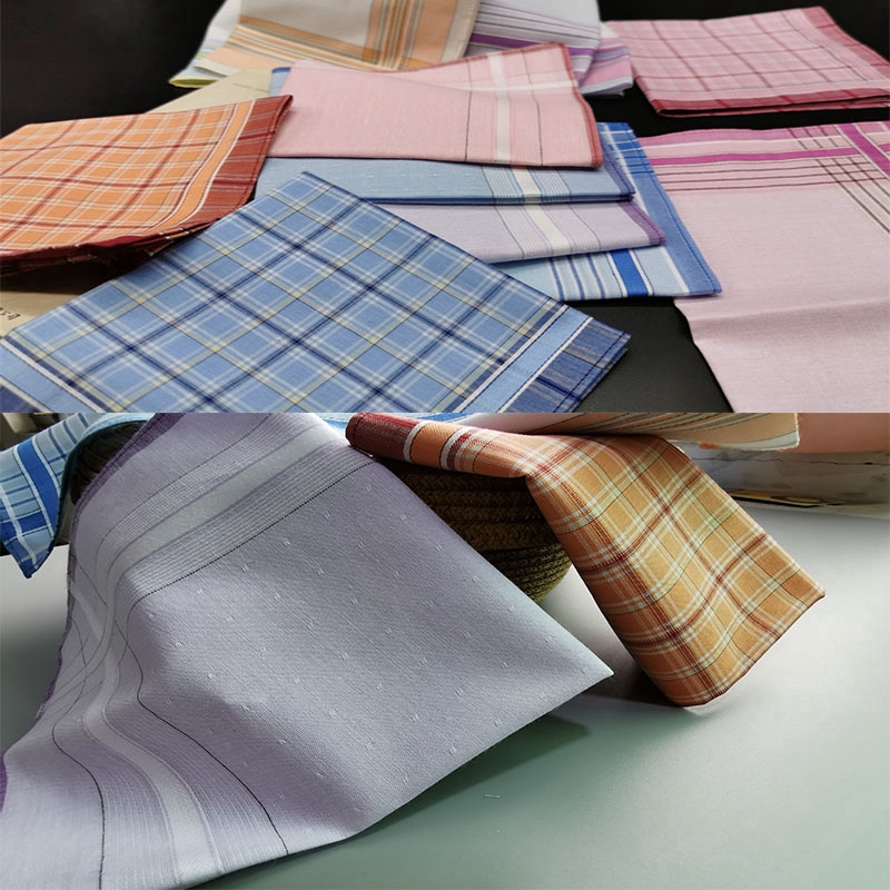Bộ 5 khăn mùi soa vải cotton họa tiết kẻ sọc dành cho nam và nữ