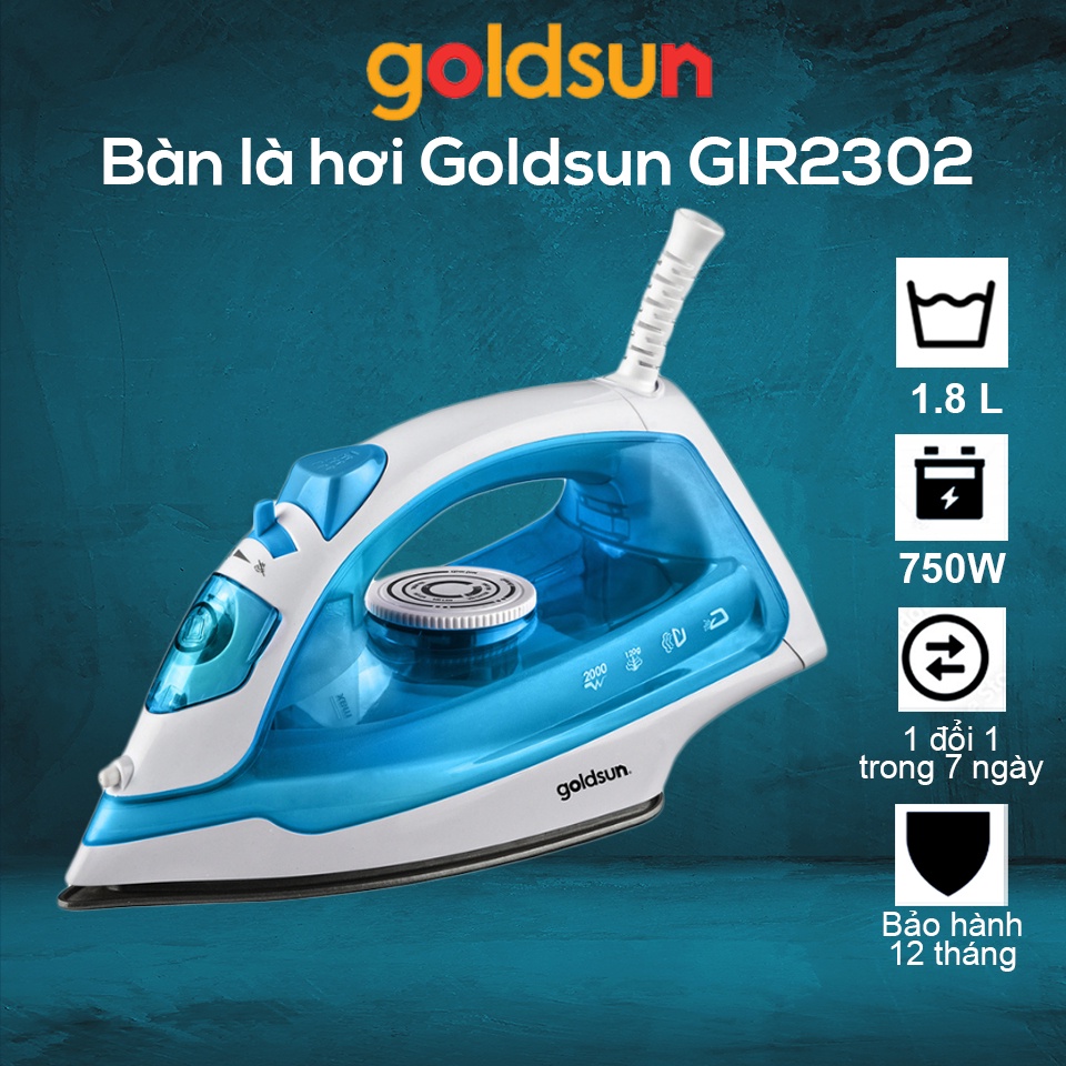 Bàn là hơi nước cầm tay Goldsun GIR2301 - Hàng Chính Hãng - Bảo Hành 12 Tháng, lỗi đổi mới trong 7 ngày