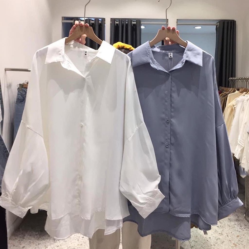 Áo sơ mi dài tay oversize form rộng tay bồng