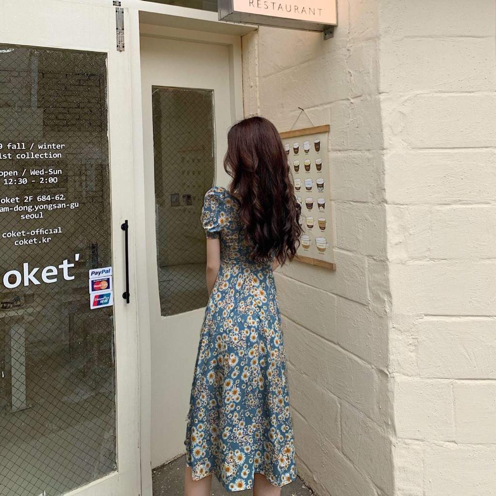 [Mã WARN60 hoàn 15% xu đơn 300k] Đầm Dáng Xòe Đáng Yêu | Đầm Hoa Xòe Cổ Lục Giác Tay Phồng Trend 2020 | BigBuy360 - bigbuy360.vn