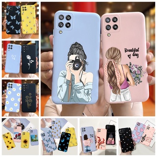 Ốp điện thoại TPU silicon in hình hoa và cô gái cho Samsung Galaxy A22 4G A225F SM-A225F