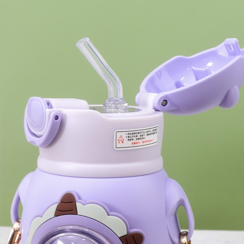 Bình Nước Giữ Nhiệt Bằng Thép Không Gỉ 316 Có Nắp Đậy Và Búp Bê 3D Dành Cho Trẻ Em