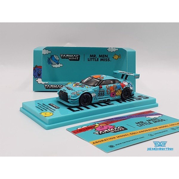 Xe Mô Hình Nissan GT-R Nismo GT3 Legion of Racers 2020 Champion Mr.Men Little Miss 1:64 Tarmac Works( Xanh Min Hoạt Hình