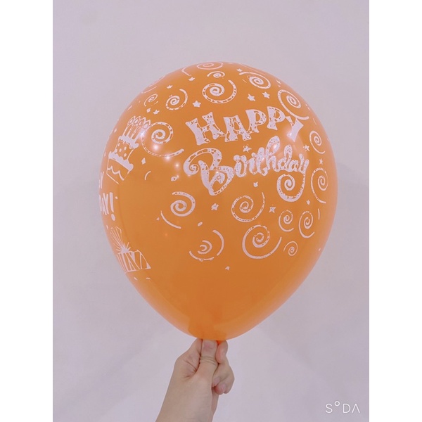 Bóng in chữ Happy Birthday và hoạ tiết - đủ màu - trang trí sinh nhật