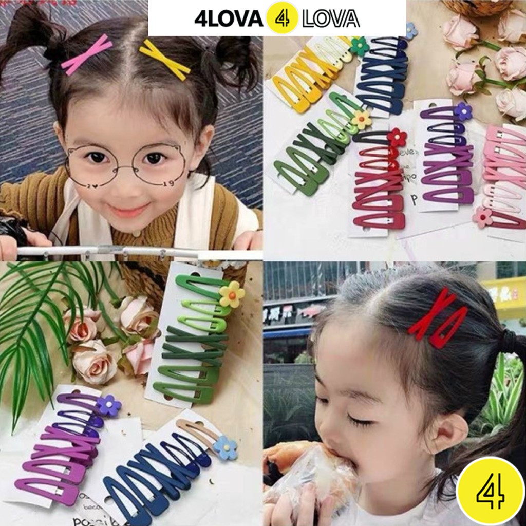 Set 5 dây thun và kẹp tóc 4LOVA kiểu dáng dễ thương cho bé gái từ 1 đến 10 tuổi