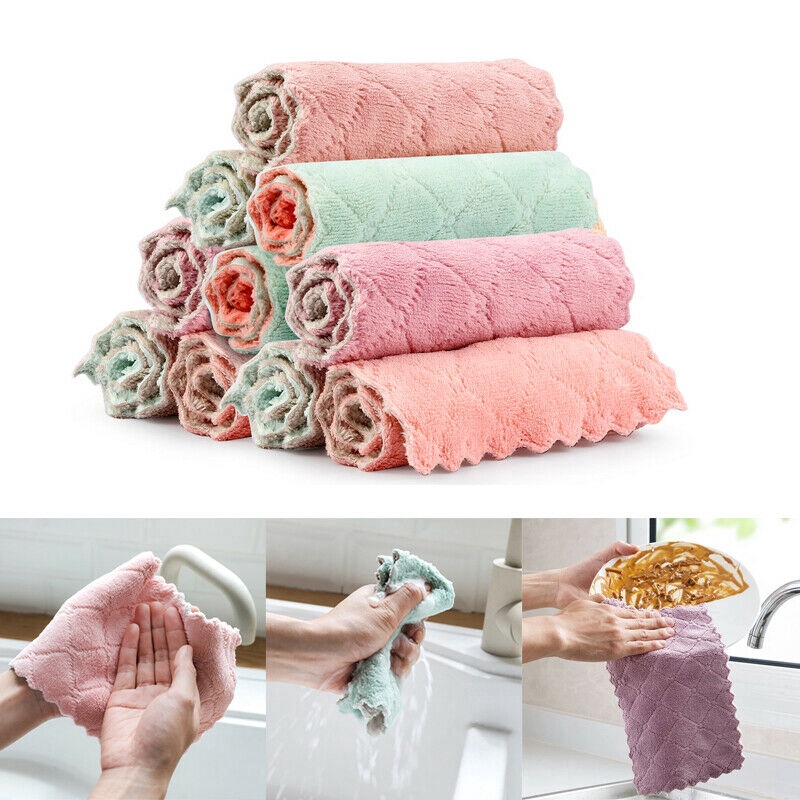 Khăn lau bát đĩa bằng vải sợi nhỏ thấm hút tốt tiện dụng cho nhà bếp
