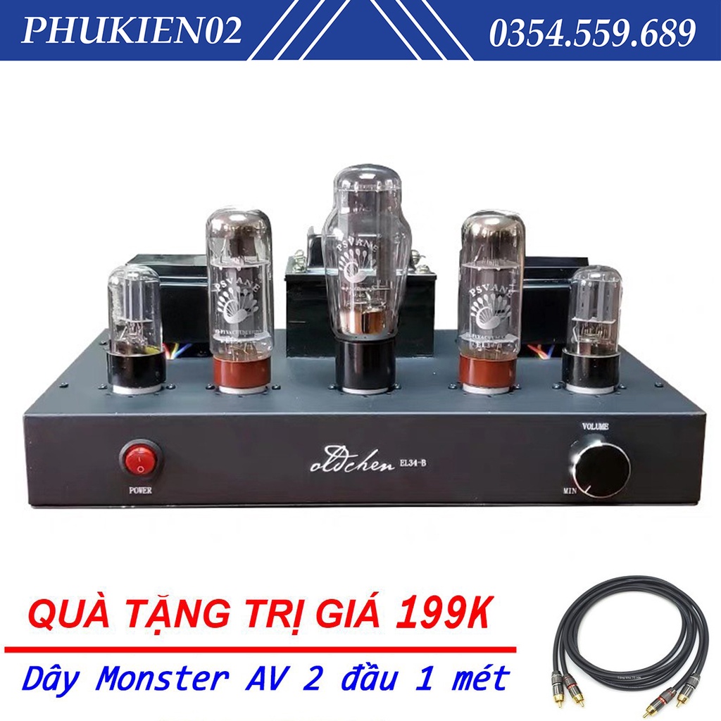 (Quà tặng 199k) Ampli đèn EL34 hãng Oldchen công suất 10w/ 1 kênh chất âm mềm mại