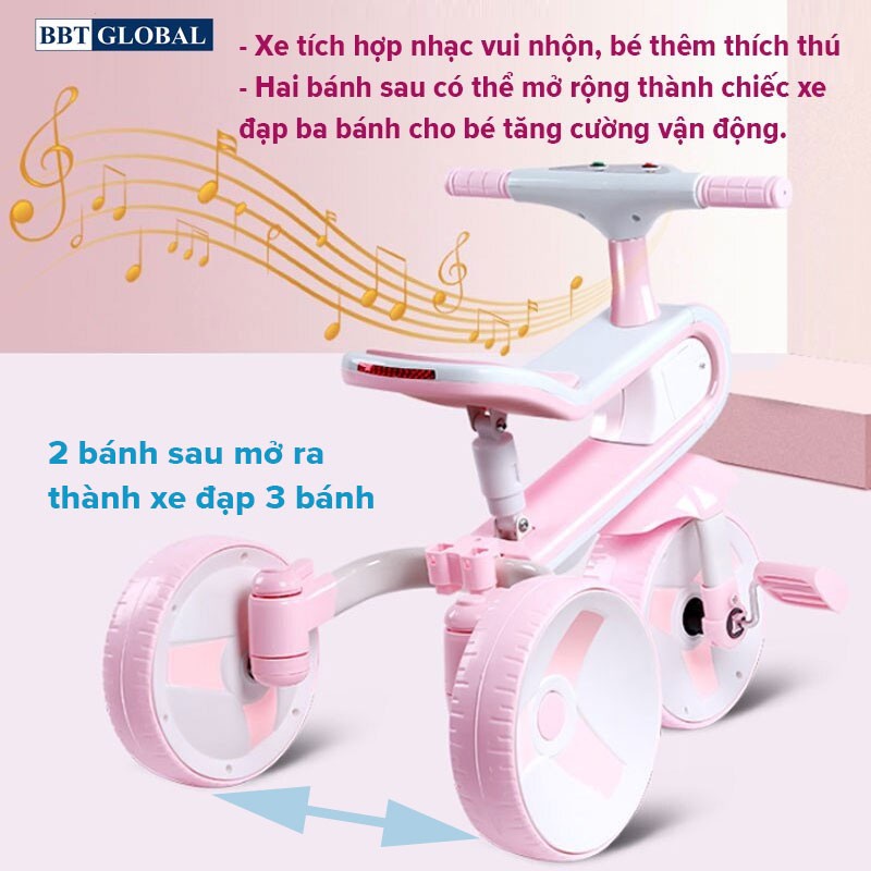 Xe chòi chân kết hợp xe đạp ba bánh cao cấp có đèn SL1302