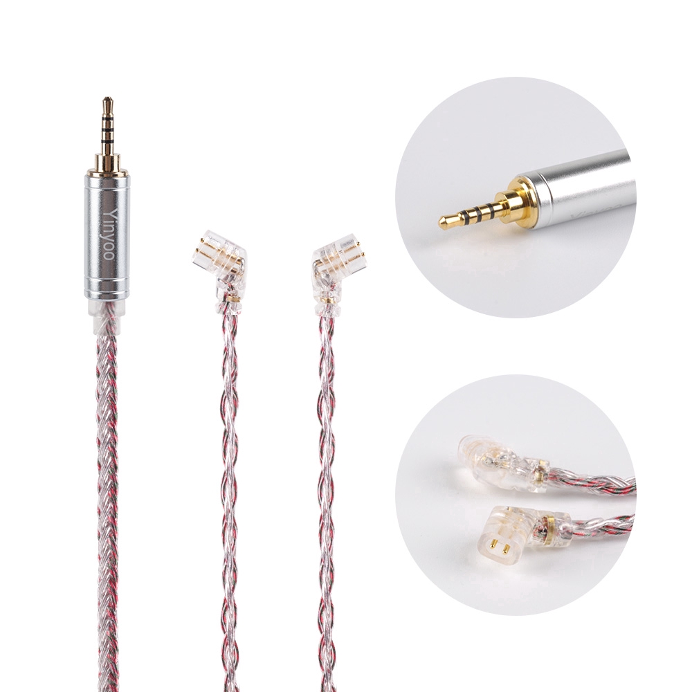 Dây cáp YINYOO 16 sợi lõi mạ bạc độ tinh khiết cao với đầu nối MMCX/ 2PIN/ QDC cho KZ ZSN Pro ZSA AS10 AS16 AS12 CCA