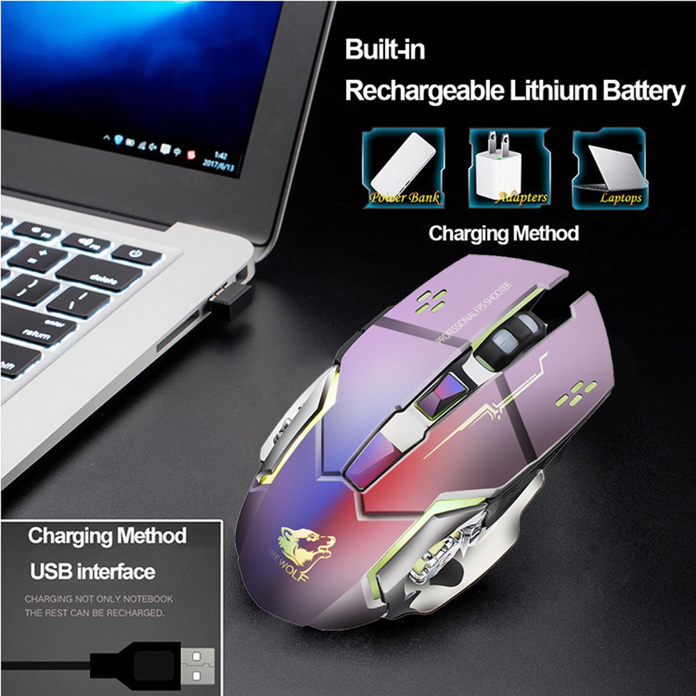 Chuột không dây X8 Có Đèn LED Có Thể Sạc Lại Bằng Cổng USB Tiện Dụng