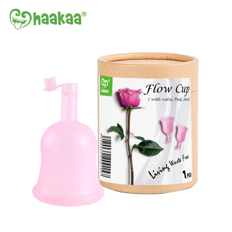 Cốc nguyệt san có nắp hơi Flowcup Haakaa. Thiết kế độc quyền. Siêu mềm, tiết kiệm. Thay thế băng vệ sinh