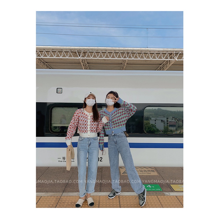 SUXI Áo Khoác Cardigan Cổ Tròn Tay Dài In Họa Tiết Hoa Thời Trang Mùa Thu Mới Cho Nữ