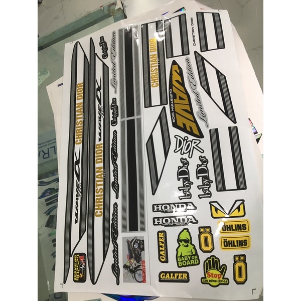 Tem xe WAVE 110 DIOR ghép crom loại đẹp 3 lớp chống phai màu