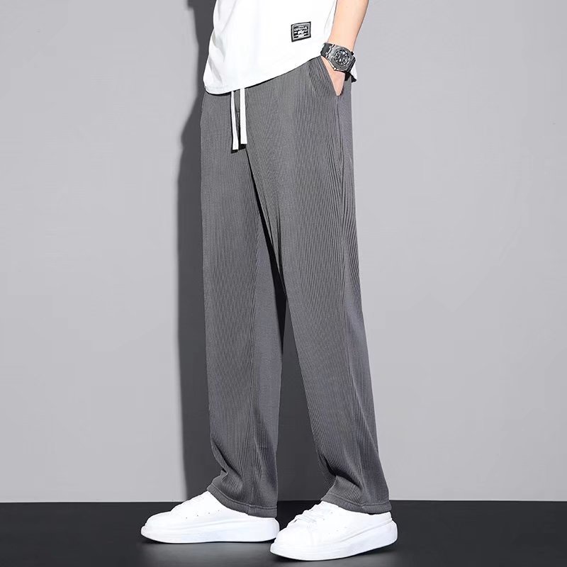 Quần Dài Vải Lụa Lạnh Mỏng Ống Suông Plus Size M-8XL Thời Trang Mùa Hè Dành Cho Nam