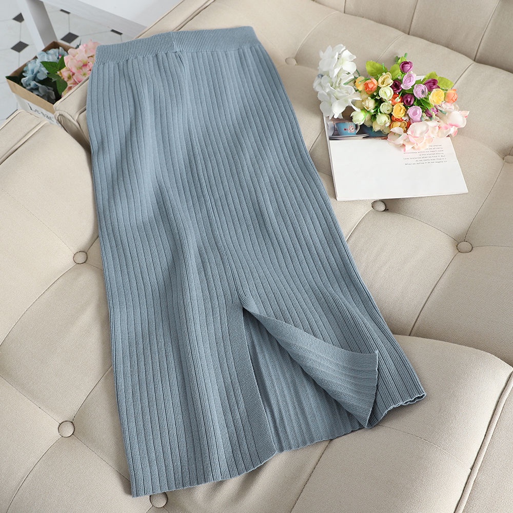 Bộ Áo Sweater Dệt Kim Dáng Ôm Phối Chân Váy Ôm Kiểu Hàn Quốc Thời Trang Thu Đông Cho Học Sinh