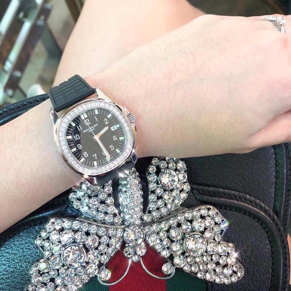 Đồng hồ Nữ patex vành đá cao cấp chạy pin máy Nhật size 30mm dây cao su nhiều màu