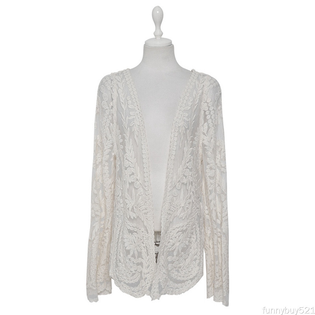 Áo khoác cardigan tay dài phối ren lưới thêu họa tiết thời trang đi biển cho nữ
 | BigBuy360 - bigbuy360.vn