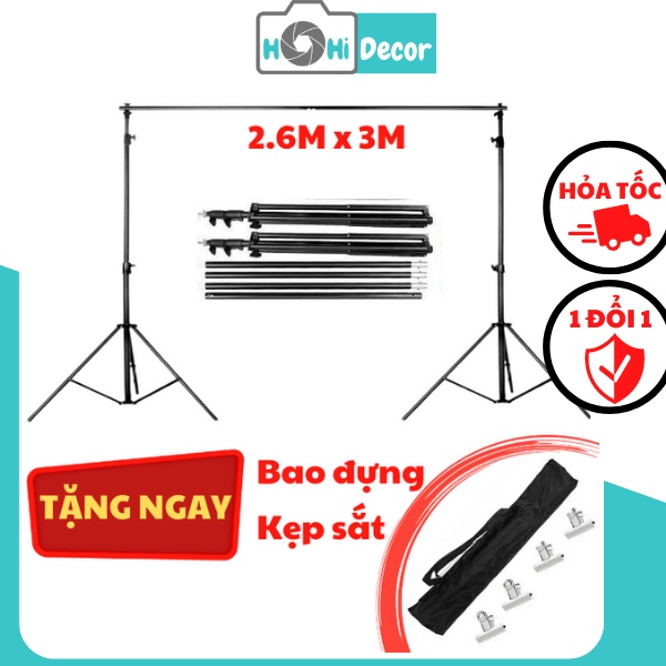Khung Treo Phông Nền Chụp Ảnh Chữ U Quay Phim Di Động, Giá Treo Phông Studio, Livestream 2m, 2.6, 3m - HoHi Decor