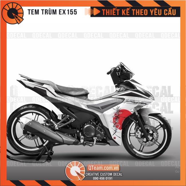 Tem trùm Exciter 155 Trắng xám Samburai decal 3 lớp thiết kế theo yêu cầu