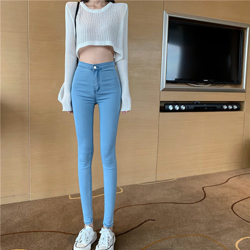 Quần Jeans Nữ Lưng Cao Ống Rộng Rách Gối Thời Trang Mới
