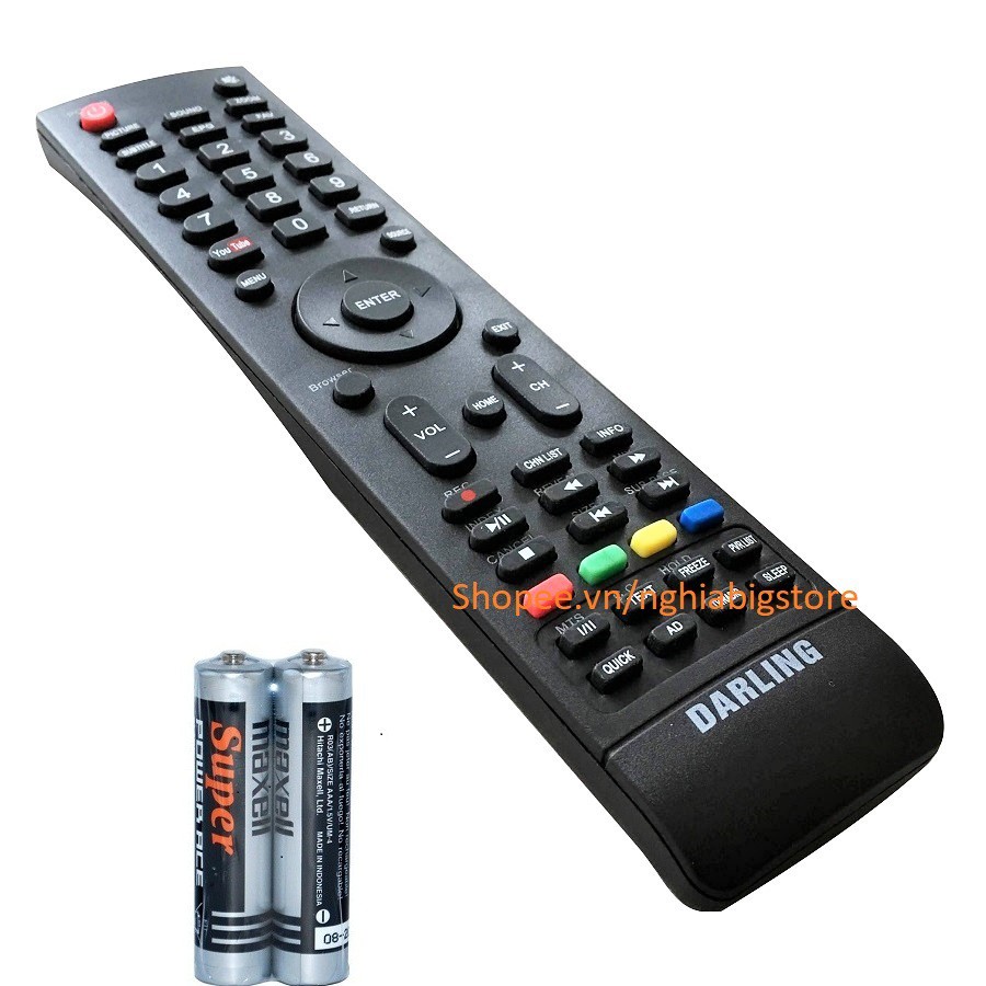 Remote Điều Khiển TV LED, Smart TV DARLING (Kèm Pin AAA Maxell)