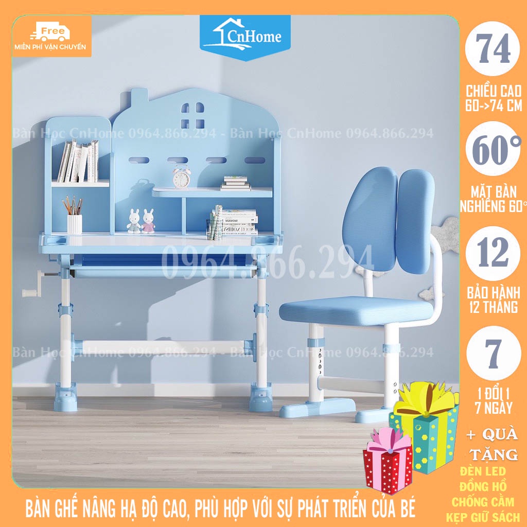 Bộ bàn ghế học sinh thông minh chống gù chống cận CnHome A20 𝑭𝑹𝑬𝑬𝑺𝑯𝑰𝑷🎁TẶNG ĐÈN HỌC, ĐỒNG HỒ, CHỐNG CẰM VÀ KẸP GIỮ SÁCH