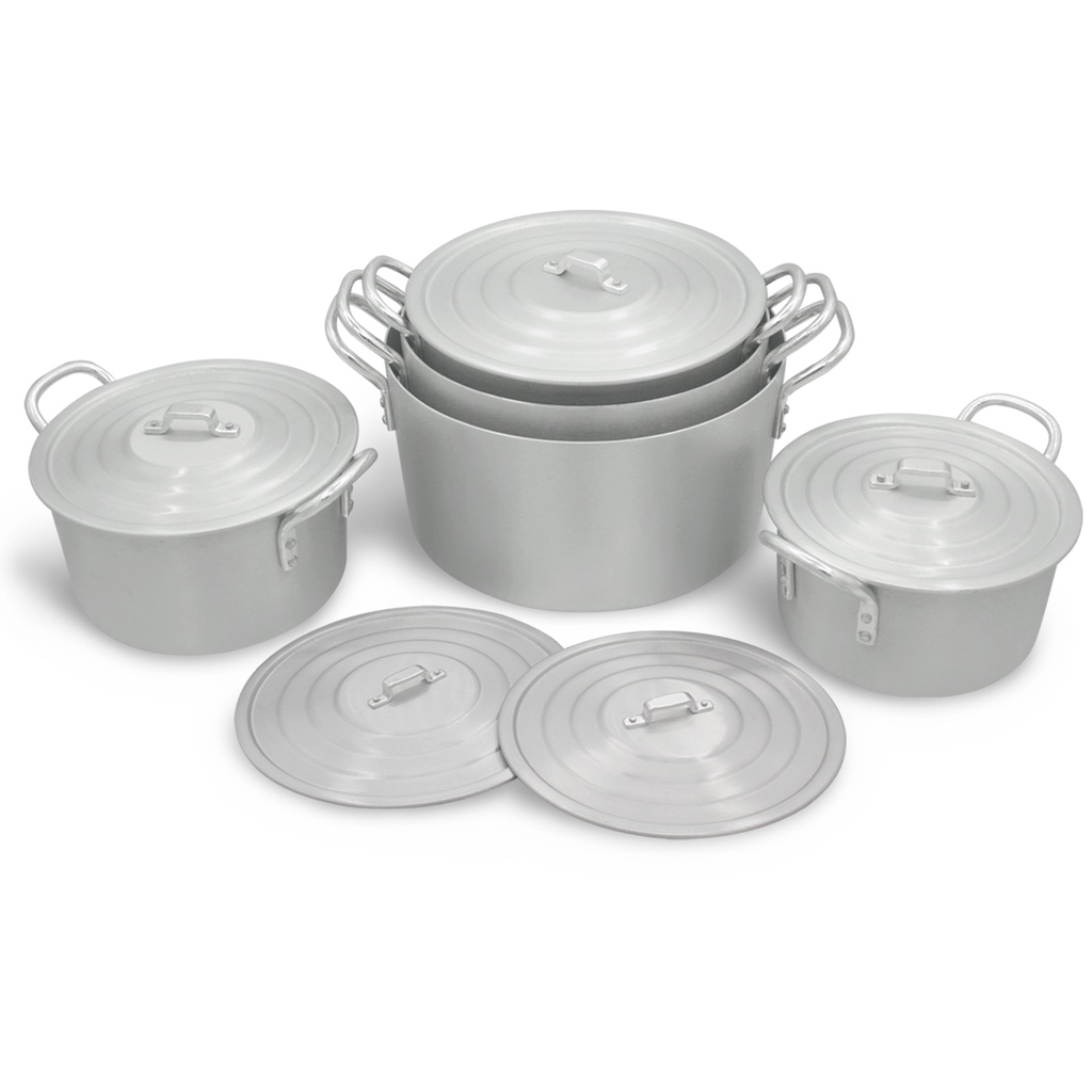 Bộ Nồi Nhôm ĐB quai tròn xi bóng T5 Kim Hằng KHG0331 bắt nhiệt nhanh tỏa nhiệt đều an toàn tiện lợi khi sử dụng (16cm-18