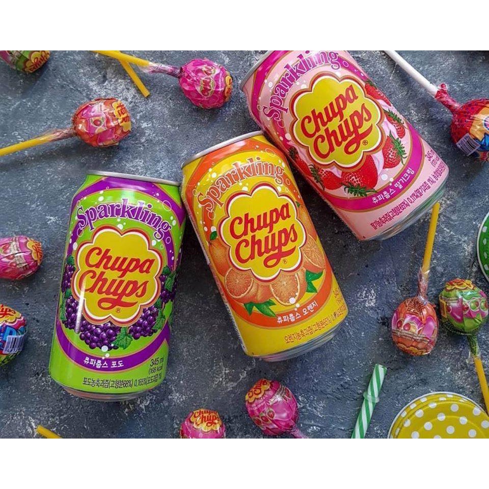 Nước ngọt Chupa Chups Hàn Quốc Lon 350ml - 3 Hương vị - Đồ uống nội địa Hàn Quốc