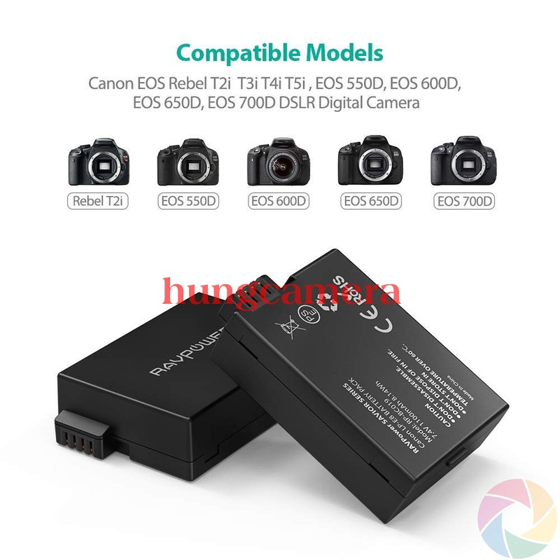 Bộ Pin Sạc đôi RAVPower Canon LP-E8 Cho Canon 700D, 650D, 600D...