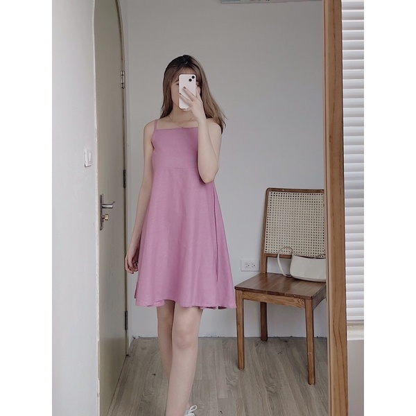 VÁY 2 DÂY LINEN THẮT NƠ SAU LƯNG