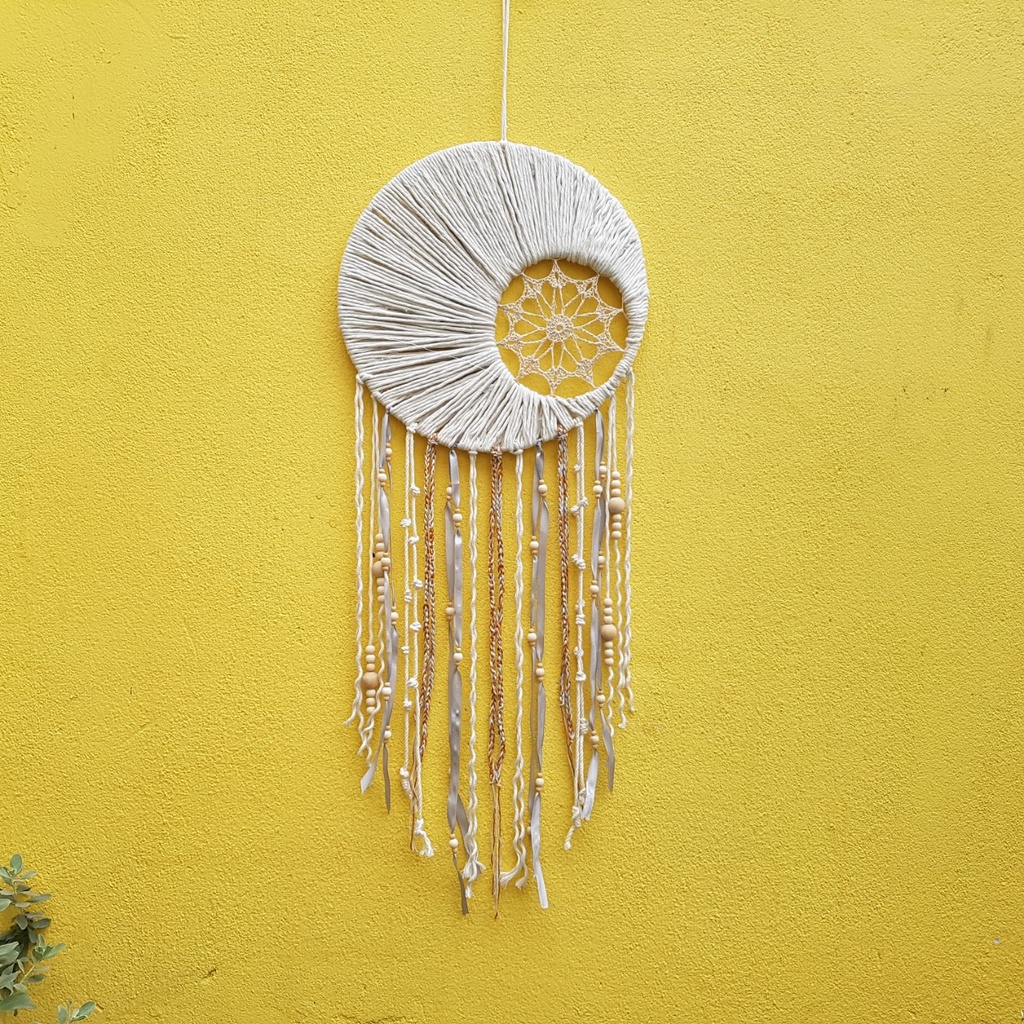 Dreamcatcher kết hợp 2 vòng phối lông vũ biểu tượng mặt trời ôm mặt trăng nhiều kiểu