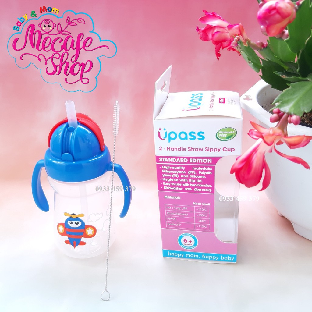 Bình uống nước ống hút có tay cầm Upass 150ml (chính hãng) UP0080N