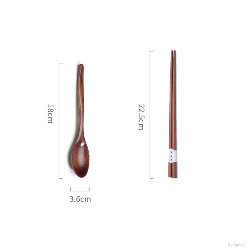 Bộ 3 Món Muỗng Đũa Nĩa Bằng Gỗ Tay Cầm Dài Màu Trơn Phong Cách Hàn Quốc