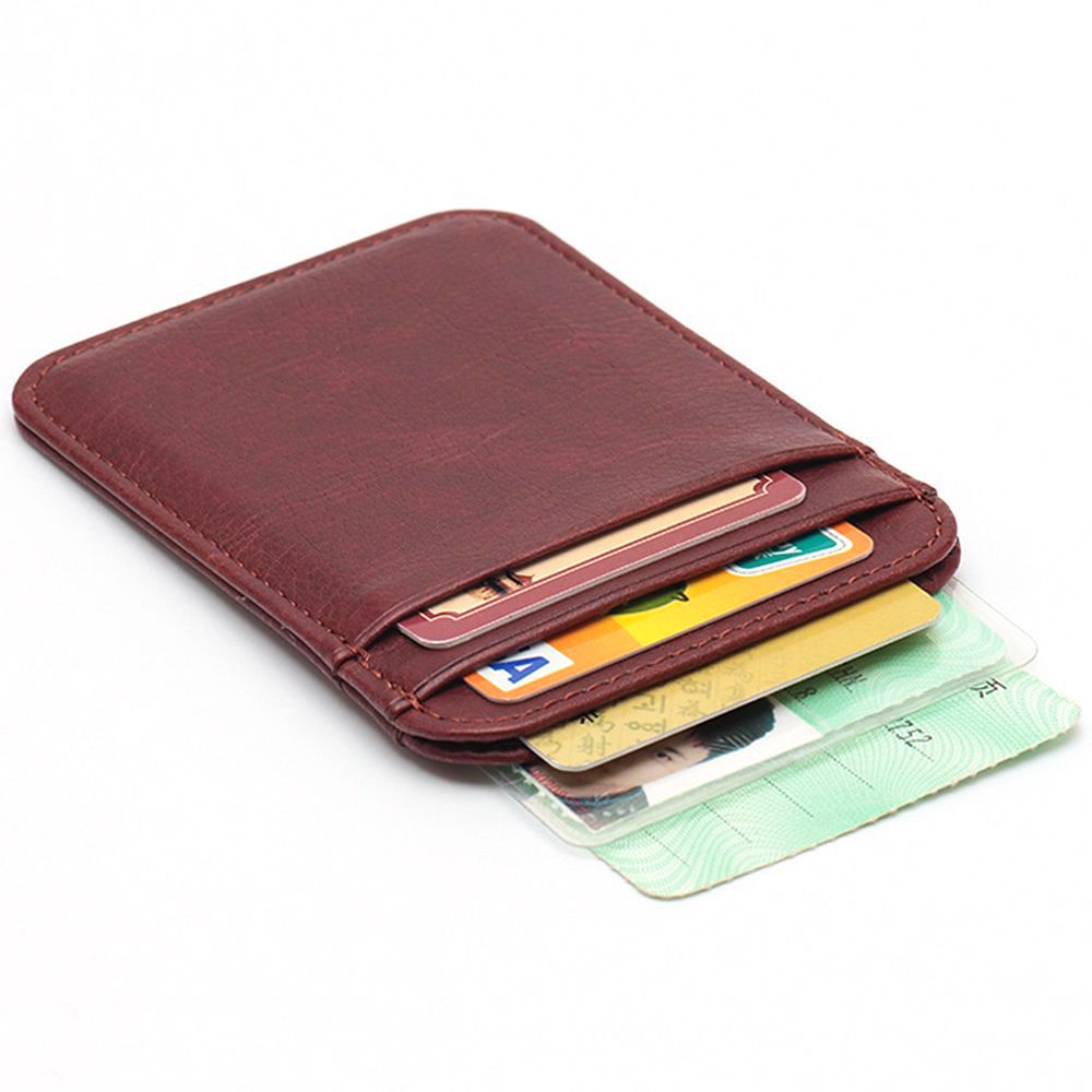 Ví da PU mỏng đựng thẻ ID/thẻ tín dụng nhiều ngăn cho nam và nữ