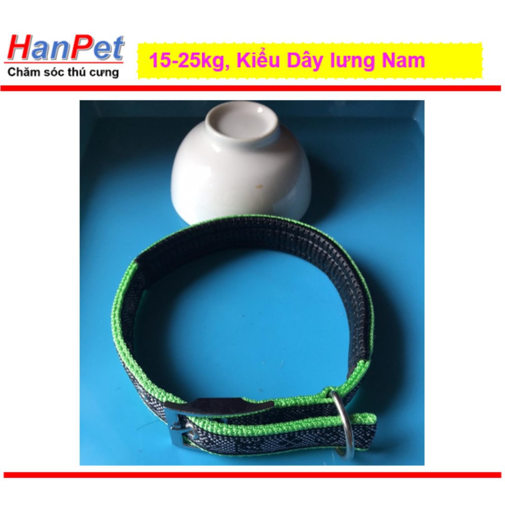 Hanpet.GV- Vòng cổ cho chó 15- 25kg, Kiểu dây lưng NAM, loại có đệm cổ (- 331)