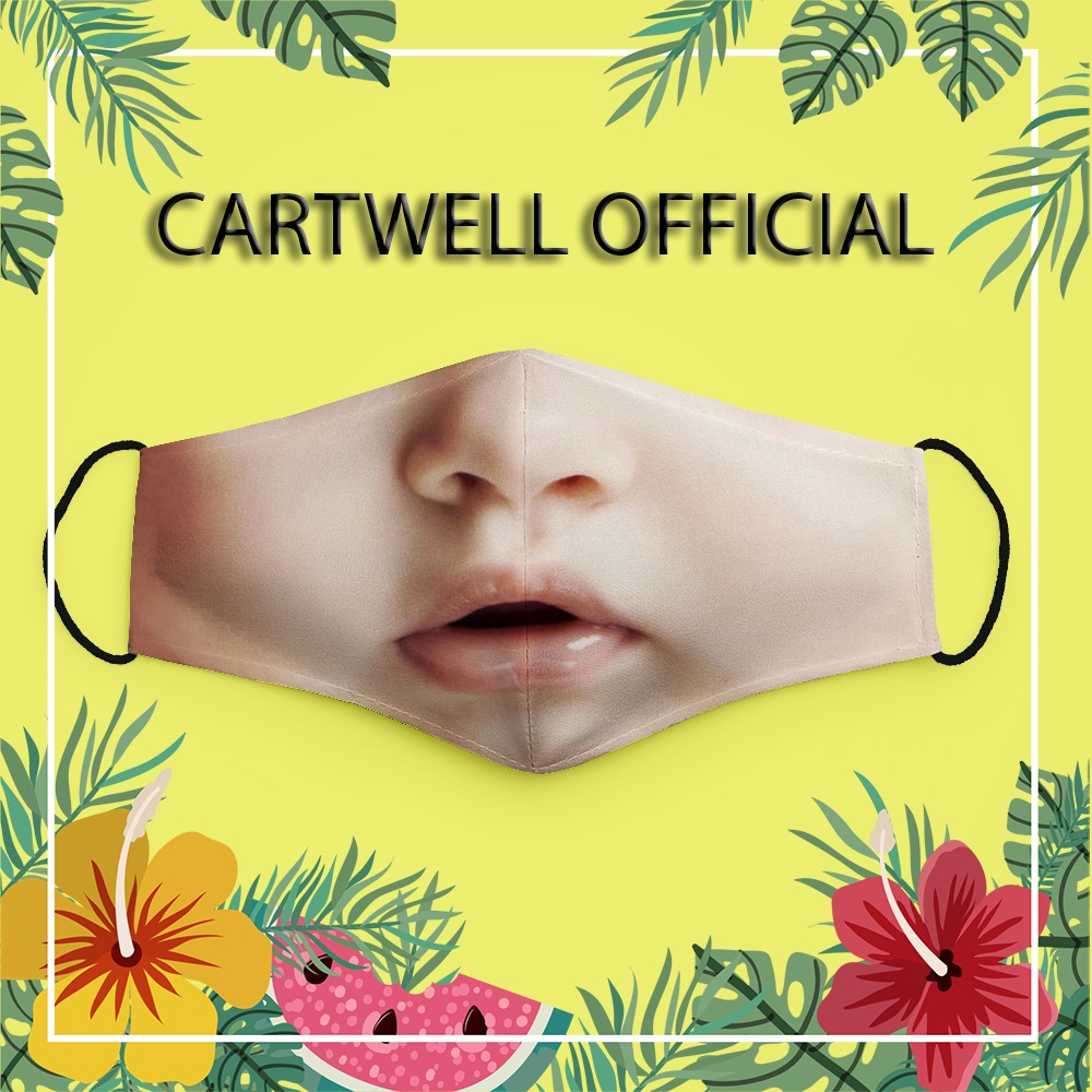 Khẩu trang chế hài hước dị độc lạ mặt cười em bé 7 CARTWELL thoáng khí chống giọt bắn chất liệu vải mềm dành cho nam nữ