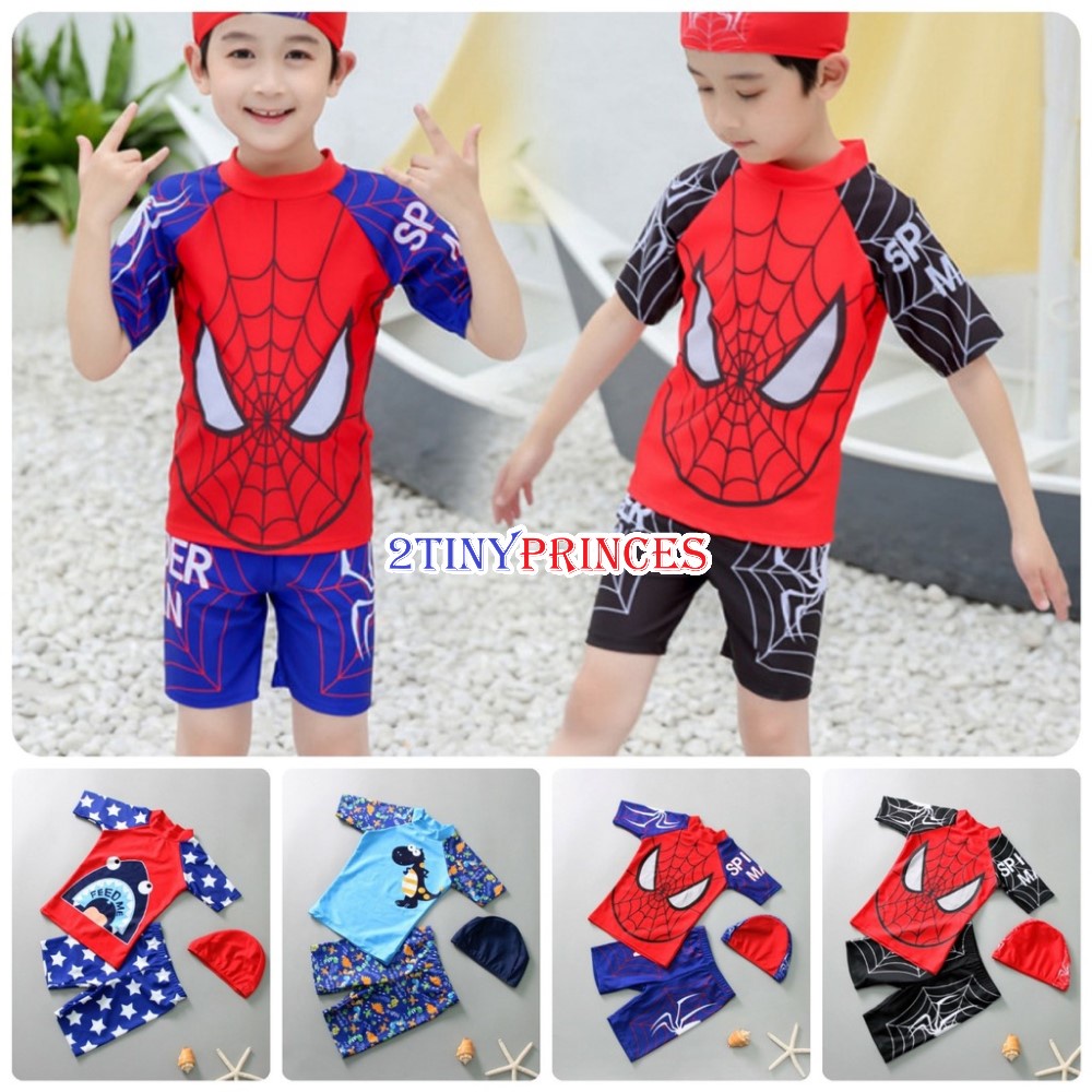Bộ đồ bơi siêu nhân người nhện kèm nón bơi - Đồ bơi bé trai DBBT05